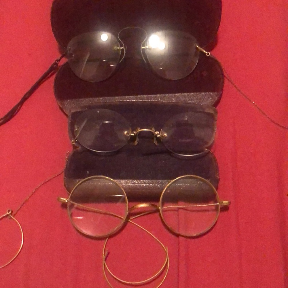 3 Vintage Antique Glasses, Pince Nez 19th century